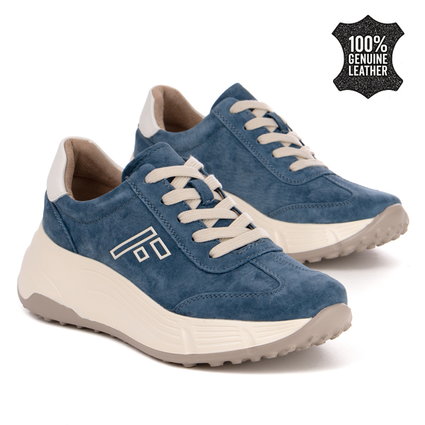 Дамски маратонки от естествена кожа – модерна линия с комфортна височина, стабилна основа и леко усещане при всяко движение DP7496 navy