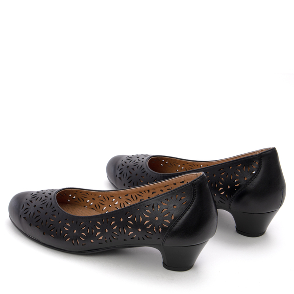 Дамски обувки с нисък ток за продължителна употреба без умора на краката - изработени от висококачествена кожа YCC-107 black