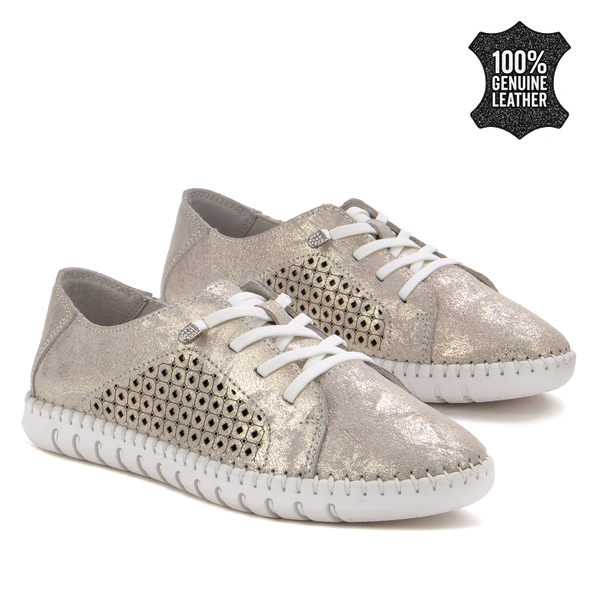 Дамски обувки от естествена кожа – практичен избор за всеки ден, много удобни и леки при продължително носене YP2608 gold