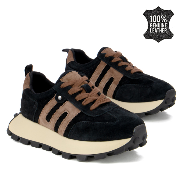 Дамски маратонки от естествен велур – стилен ежедневен модел с комфортна подметка и лекота при активно ходене XF207A black/brown