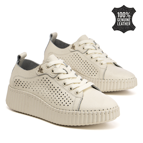 Дамски обувки от естествена кожа – удобно решение за динамично ежедневие с омекотена вътрешност и модерно излъчване XW1037 beige