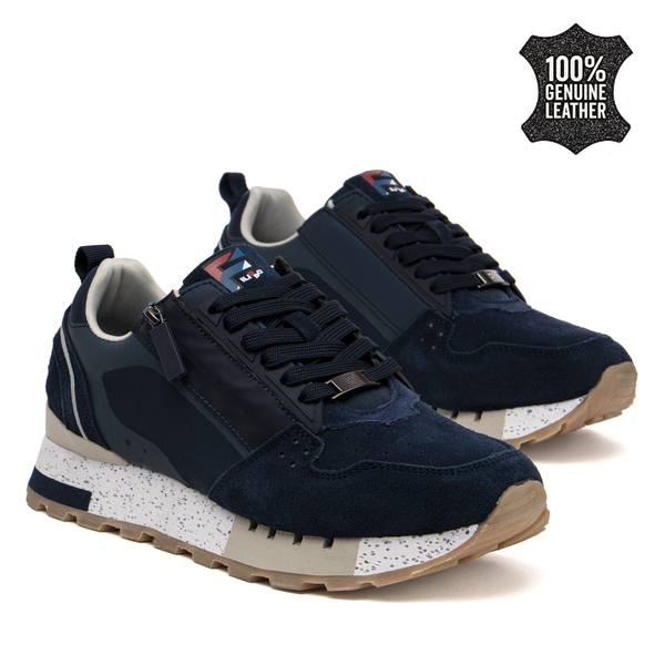 Мъжки маратонки от естествена кожа – динамична визия с комбинирани детайли и комфортно усещане при продължително носене MSP7836 navy