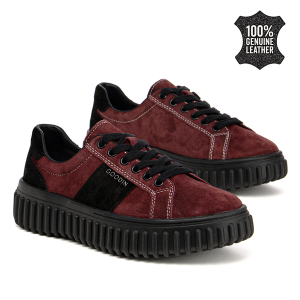 Дамски кецове от естесвена кожа - комфортни при ходене с изчистена визия и добро усещане през целия ден XF235 red