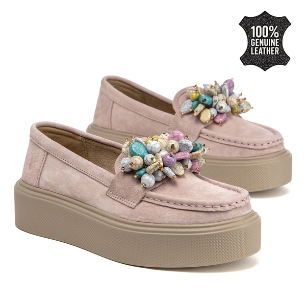 Дамски обувки от естествена кожа – подходящи за ежедневие с удобство при всяка крачка и стилен декоративен елемент DP6765 pink