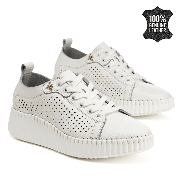 Дамски обувки от естествена кожа – удобно решение за динамично ежедневие с омекотена вътрешност и модерно излъчване XW1037 white