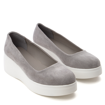 Удобни и леки дамски обувки на дебела подметка за целодневен комфорт NS395 grey
