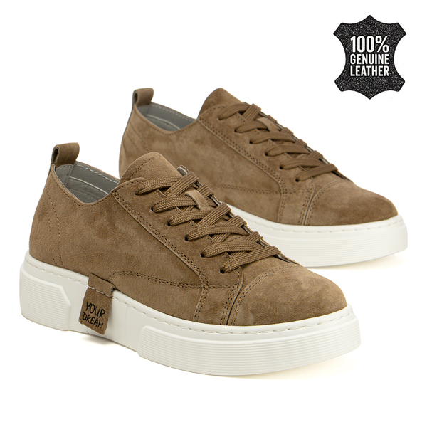 Дамски кецове от естествена кожа – комфортна подметка и модерна визия за стилно ежедневно излъчване DP7658 brown