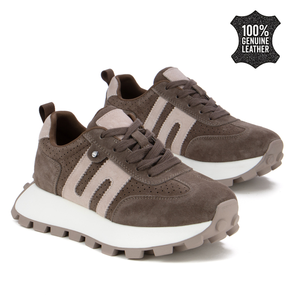 Дамски маратонки от естествен велур – стилен ежедневен модел с комфортна подметка и лекота при активно ходене XF207A brown/pink