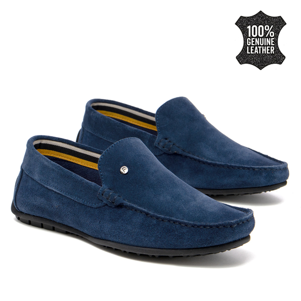 Мъжки мокасини от естествен велур – елегантен модел тип slip-on с фино оформена предна част и гъвкава подметка, създаден за стилно ежедневно носене MP923 blue