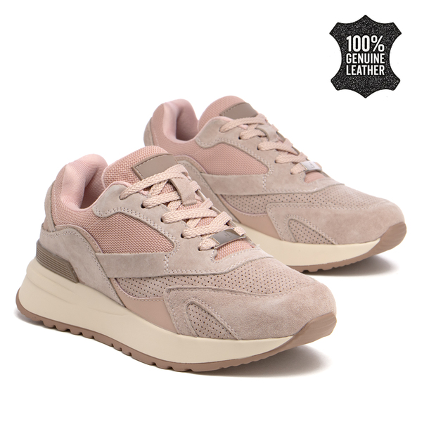 Дамски маратонки от естествен велур – удобен модел с фина перфорация и стабилна подметка, създаден за активен и модерен ден DP7728 pink