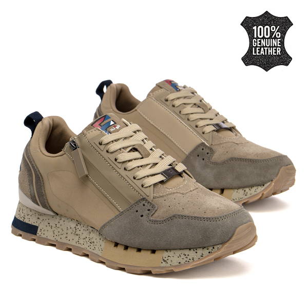 Мъжки маратонки от естествена кожа – динамична визия с комбинирани детайли и комфортно усещане при продължително носене MSP7836 beige