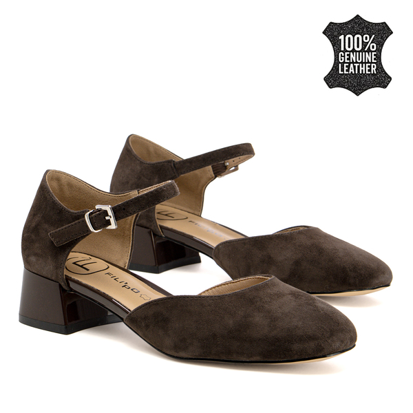 Дамски обувки от естествен велур – стабилни и комфортни с приятно усещане за лекота и увереност през целия ден DP7879 brown