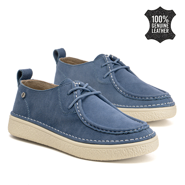 Дамски мокасини от естествен велур – удобни при продължително носене с приятна визия и стабилност при движение DP7604 blue