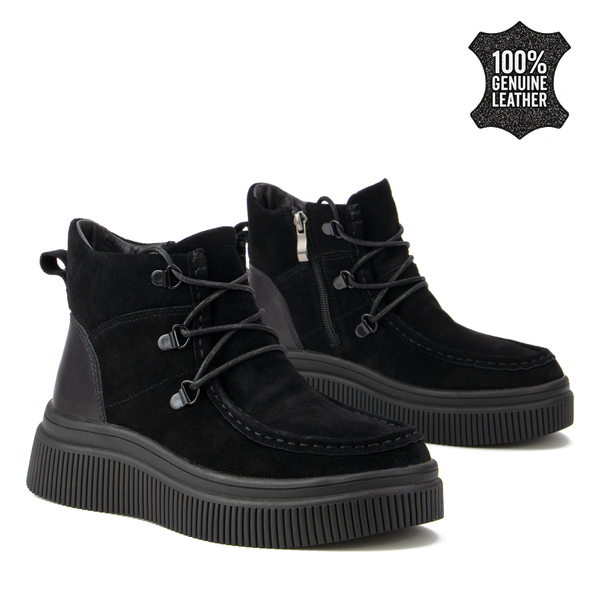 Дамски боти от естествен велур – удобен модел с лека подметка и универсален дизайн, подходящ за динамично ежедневие DBT7299 black