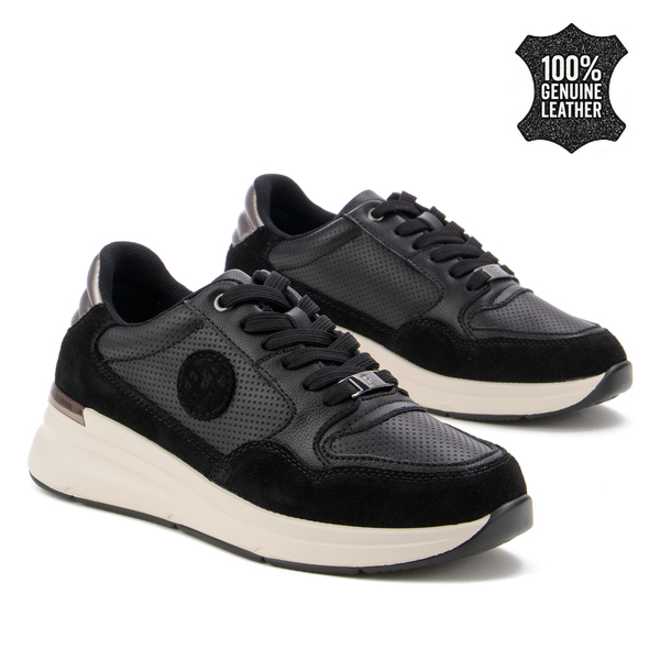 Дамски маратонки от естествена кожа – стилен дизайн със свежа визия, мека стелка и удобна подметка за леко и приятно ходене ежедневно  DP7106 black