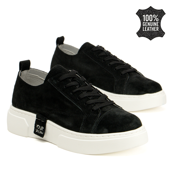 Дамски кецове от естествена кожа – комфортна подметка и модерна визия за стилно ежедневно излъчване DP7658 black