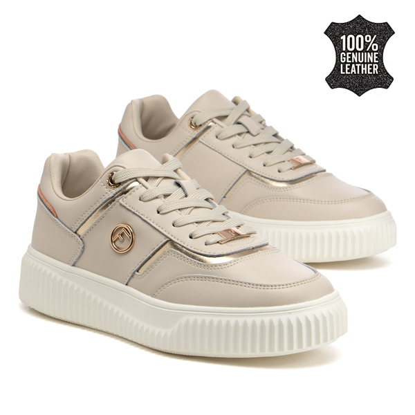 Ежедневни дамски кецове от естествена кожа - лека анатомична подметка за ежедневен комфорт и стил DP6727 beige