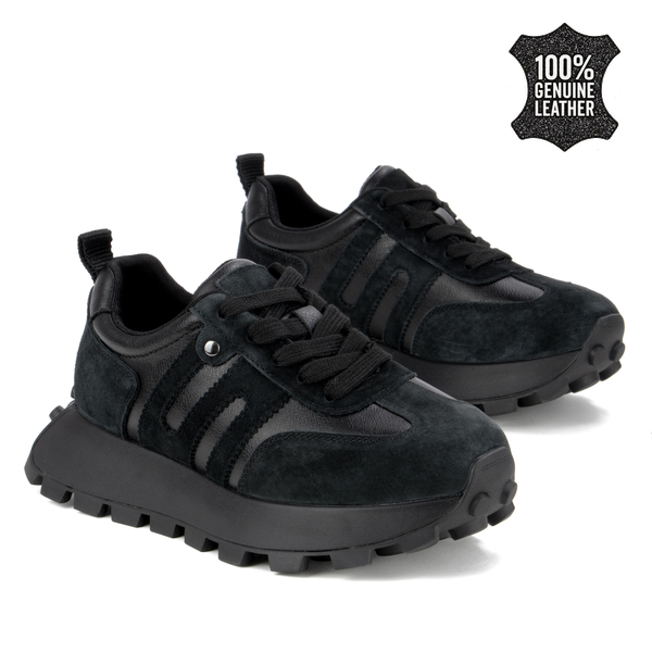 Дамски маратонки от естествен велур – стилен ежедневен модел с комфортна подметка и лекота при активно ходене XF207A black