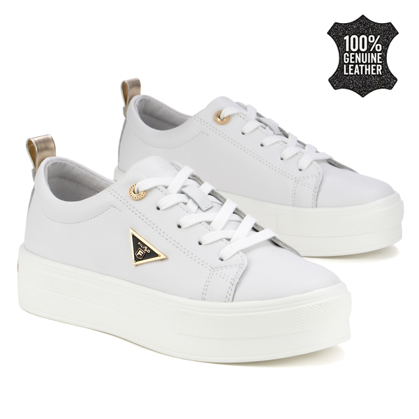 Модерни дамски кецове от естествена кожа – стабилна подметка, съвременно излъчване и удобно усещане при всяка стъпка DP3533 white