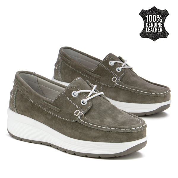 Дамски мокасини от естествен велур – практичен модел с удобна форма и приятно усещане при продължително носене XW1034 green