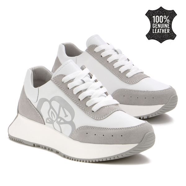 Дамски маратонки от естествена кожа – изразителна визия с велурени зони, много удобни и леки, подходящи за активни дни FT102 white