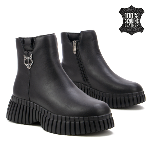Дамски боти от естествена кожа – стилен ежедневен избор с комфортна форма, масивна подметка и лекота при продължително носене DBT7274 black