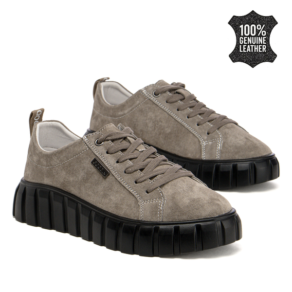 Дамски кецове от естесвена кожа - удобни за всеки ден с приятна визия и стабилност при ходене през целия ден XF89A taupe