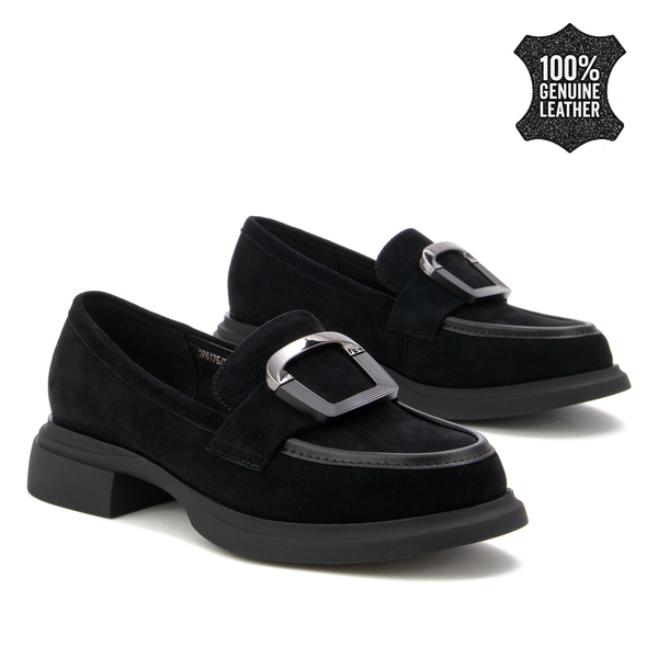 Дамски обувки от естествен велур – елегантен модел с внимателна изработка, стабилна подметка и отлично омекотяване при всяка стъпка DP6175 black