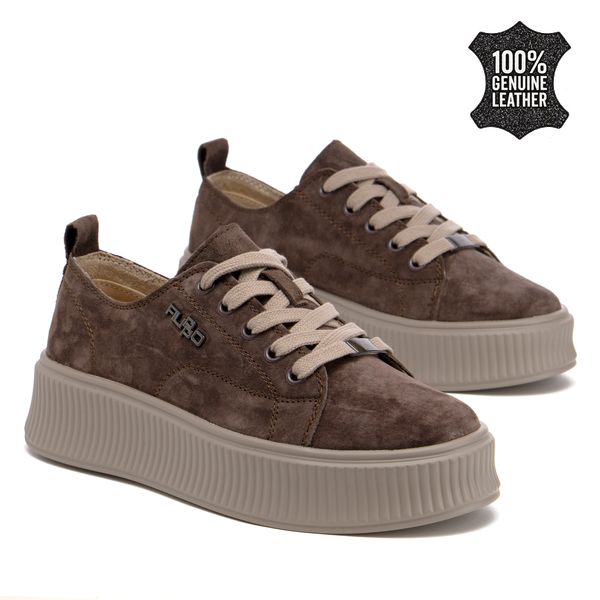 Дамски кецове от естествен велур – модерна форма, комфортна подметка и стилен дизайн, подходящи за ежедневно носене и удобство DP6122 brown